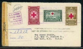 Nicaragua Postal History: Lot 133 1944 Customs Censor Official Seal Red Cross $