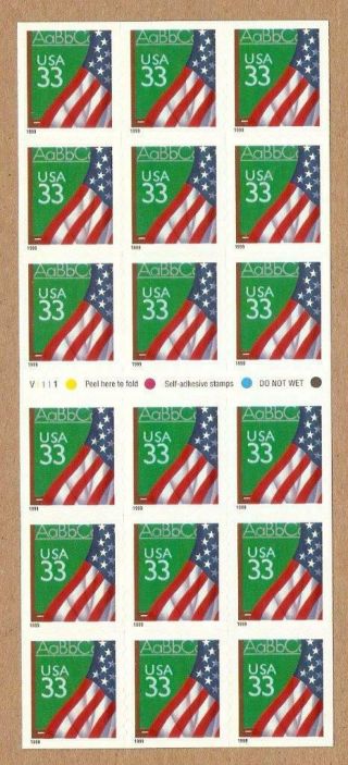 3283a - Flag - 33¢ - Classroom - Booklet Pane Of 18 - Mnh
