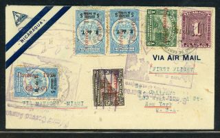Nicaragua Postal History: Lot 131 1929 Fam5 Ffc Multifranked Managua - Nyc $$$