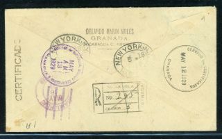 Nicaragua Postal History: LOT 131 1929 FAM5 FFC Multifranked MANAGUA - NYC $$$ 2