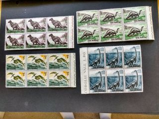San Marino - 4 Blocks Of 6 Stamps Each " Dinosaur " Sc 609 Issued 1965
