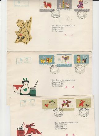 China P.  R.  C.  Set Of 9 Toys On First Day Covers Scott Numbers 737 - 745