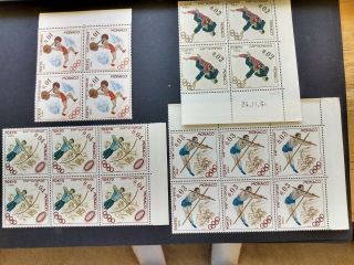 Monaco - 4 Blocks Of Stamps " Tokyo Olympics " (1964)