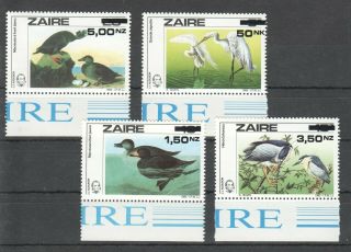 M494 1985 Zaire Fauna Water Birds J.  J.  Audubon Overprint 1set Mnh