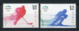 Slovenia 2018 Mnh Winter Olympics Pyeongchang 2v Set Ice Hockey Skiing Stamps