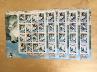 Special Lot Wwf S.  Georgia 2008 367 - 70 - Penguins - 5 Sheets Of 16 - Mnh