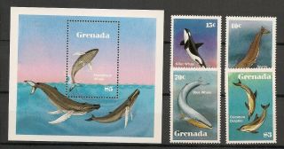 Grenada 1982 Fauna Wildlife Marinelife Fisch Fish Whales Comp.  Set,  Ss Mnh