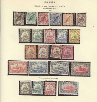 Germany Colony Samoa Stamps Mounted On A Scott Page