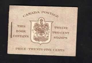 Canada 1937 25c Kgvi Booklet Bk29b