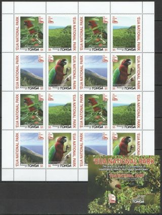 M220 2017 Tonga Birds Parrots National Park 25 Years Michel 92 Euro Sh,  Bl Mnh