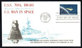 Project Mercury Stamp 1193 Uss Noa Recovery Ship Fdc Space Cover 50 Made (1869)