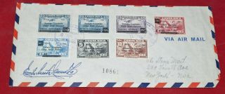 Costa Rica Scott C67 - C73 Airmail Set First Day Cover 1941 Complete To Us Yor