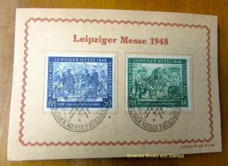 Ebs Germany 1948 Allied Occupation Leipzig Spring Fair Michel 967 - 968 On Card 1