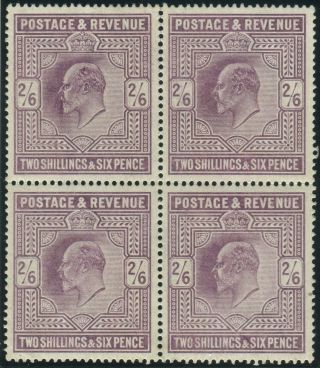 Sg 262 2/6 Dull Purple.  A Post Office Fresh Unmounted Block Of 4