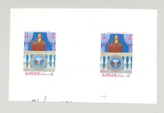 Ajman MI 626 Eisenhower 3v Proof Pairs in Issued & Changed Colors 2