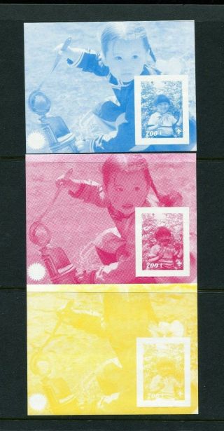 Mongolia1996 Rotary Int.  Scott 2247p Set 6 Imperf Trial Color Souvenir Sheets