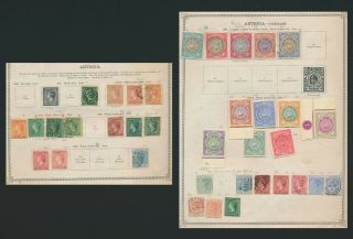 Antigua Stamps 1863 - 1909 Two Ideal Stamp Album Pages,  Incs Gems,  Vf
