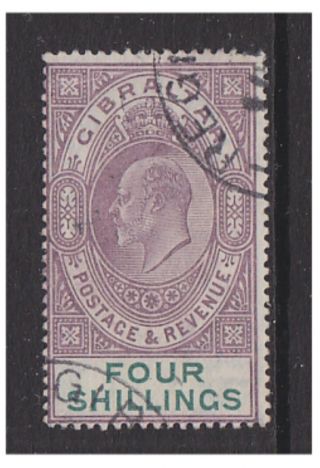Gibraltar - 1903,  4s Dull Purple & Green Stamp - F/u - Sg 53
