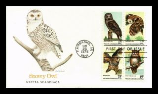 Dr Jim Stamps Us Snowy Owl American Owls First Day Cover Block Of Four