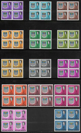 Northern Rhodesia 1963 Set Of 14 In Mnh Blocks Of 4 Sg 75 - 88 £240,
