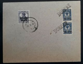 Very Rare1918 Estonia (german Occ) Cover Ties 2 Russian & German Stamps " Dorpat "