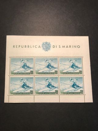 San Marino Sc C90 Mnh Souvenir Sheet Of Six Og Vf Sports Skiing