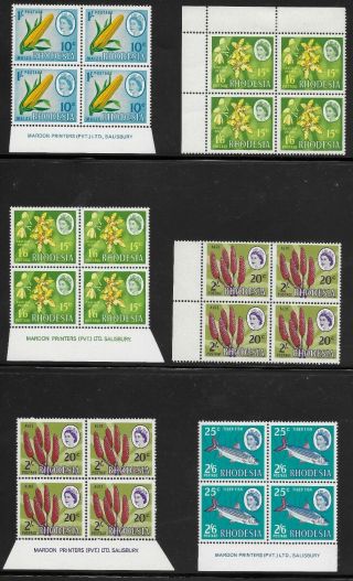 Rhodesia Dual Currency Set Of Blocks Mnh/mlh.  Imprint Blocks Are Mnh