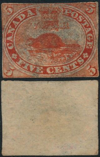 Canada 1851,  Beaver,  Imperf.  Issue,  5 C Value,  Scarce Stamp.  B834