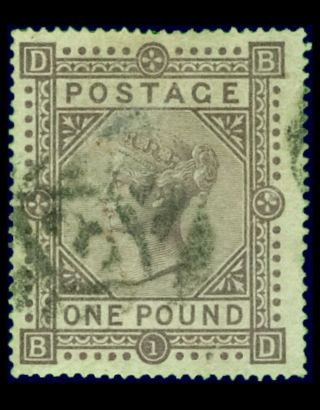 Gb Qv Sg129 J30 Plate 1 1878 £1 Brown Lilac Bd Wmk Mx Fine Scarce