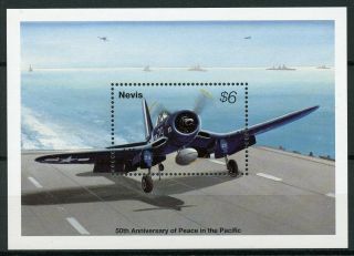 Nevis 1995 Mnh Wwii Vj Day 50th Anniv Peace In Pacific 1v S/s Aviation Stamps