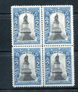 Peru 1907 Key Stamp Block Of 4 Mnh All Signed Sc 176 Cv $800 Rrr 7528