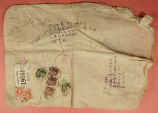 1938 China Cloth Parcel Registered Shanghai To Usa Postage Due