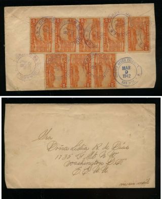 Costa Rica 8 Stamps Franking Cover 1942 Jl0922