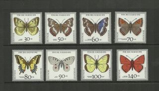 West Germany Sg2361 - 2368 Butterflies Set Mnh