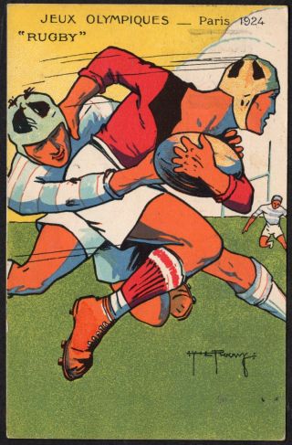 Rugby Paris Olympics 1924 Post Card