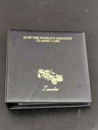 Album Of 25 Classic Cars 22ct Gold Stamps Zambia Limited Edition Uk Full Set