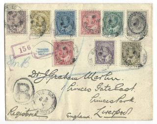 Canada 1910 Early Cover To Gb W/1903 Comp Kevii Set To 50c,  Rare Piece