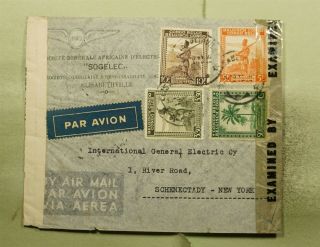 Dr Who 1944 Belgium Congo Airmail To Usa Wwii Dual Censored E68737