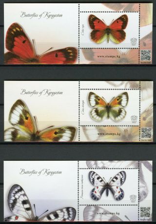 Kyrgyzstan Kep 2019 Mnh Butterflies Butterfly 3x 1v S/s Promotional Stamps