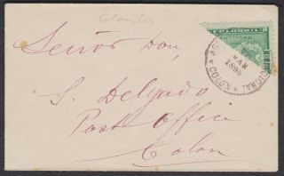 Colombia 1895 Beautyful Bisect Stamp Use On Cover