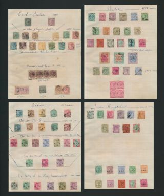 India Stamps 1855 - 1903 4 Album Pages,  Qv Inc C.  E.  F To 1r & 1895 Sg 107/9 Vfu
