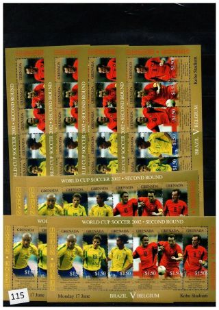 ,  8x Grenada 2002 - Mnh - Soccer - Brazil,  Belgium
