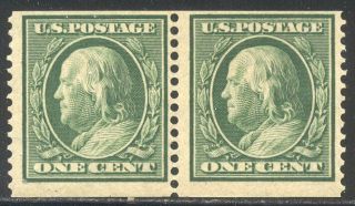 U.  S.  387 Nh Pair W/cert - 1c Green,  P12 Coil ($1,  050)