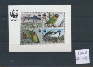 Gx02110 Zambia 1996 Animals Fauna Flora Birds Sheet Mnh Cv 200 Eur