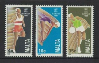 1988 Malta Olympics Sg 836/8 Set 3 Muh