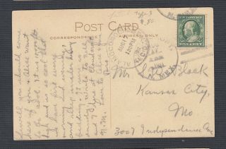 Usa 1911 Cloudcroft Mexico Territorial Cancel Postcard To Kansas City