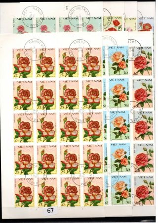 / 40x Vietnam - Cto - Imperf - Flowers - Flora - Roses - Folded Sheets