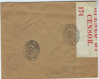 Romania 1940 registered censored (Bermuda) airmail cover to Chicago 2