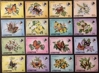 Lesotho 1984 Butterflies Insects Fauna Set Mnh