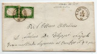 1862 Italy Sardinia Cover Sa 13dd Pair,  Cv $9000.  00,  Major Rarity